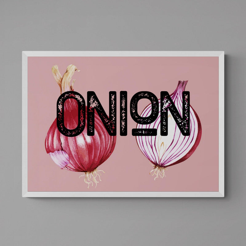 Red Onion Kitchen Colourful Art Quote Poster Print - Ink North 