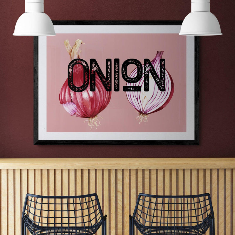 Red Onion Kitchen Colourful Art Quote Poster Print - Ink North 