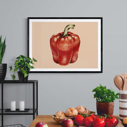 Red Pepper Kitchen Colourful Art Poster Print - Ink North 