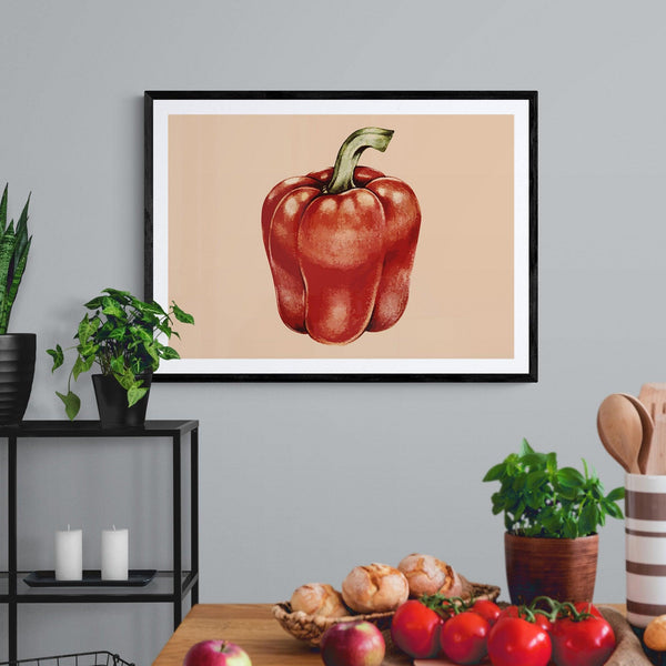 Red Pepper Kitchen Colourful Art Poster Print - Ink North 