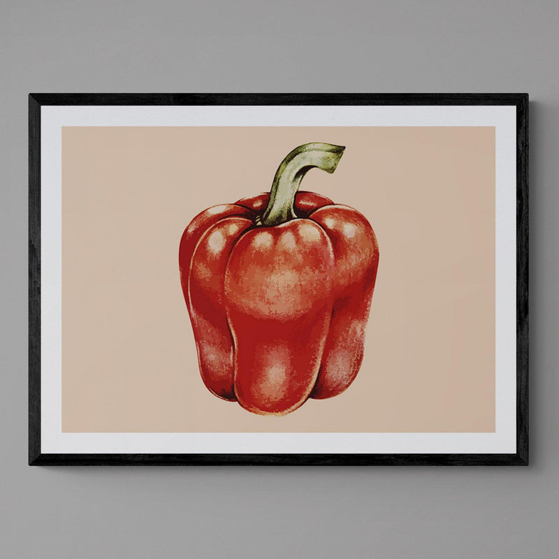 Red Pepper Kitchen Colourful Art Poster Print - Ink North 