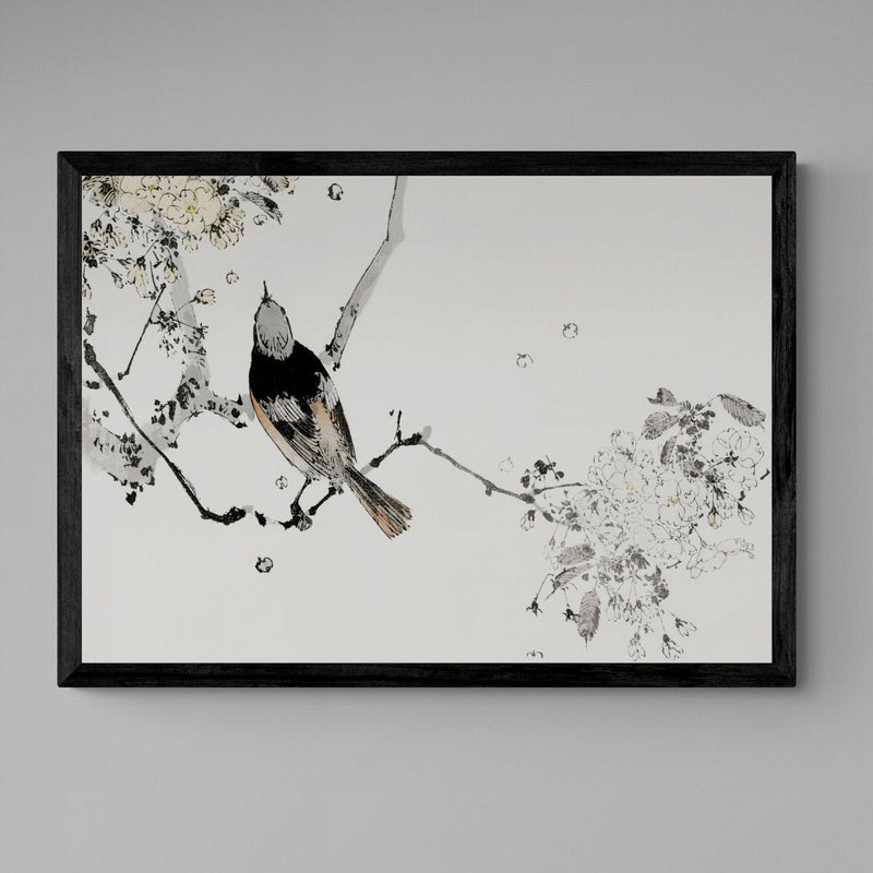 Swallow Bird On Branch Antique Illustration Japanese Wall Art Print - Ink North 