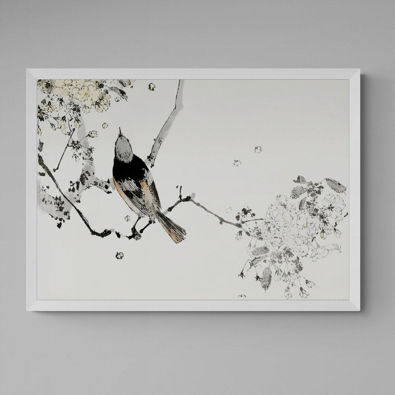 Swallow Bird On Branch Antique Illustration Japanese Wall Art Print - Ink North 