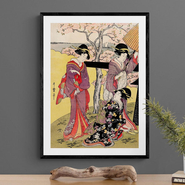 Traditional Geisha Women Antique Illustration Japanese Wall Art Print - Ink North 