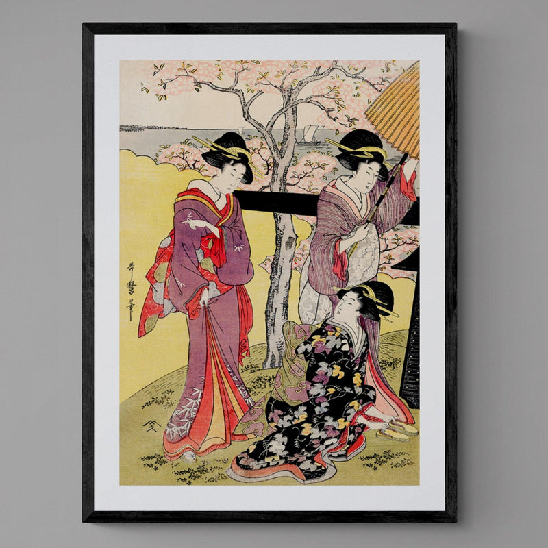 Traditional Geisha Women Antique Illustration Japanese Wall Art Print - Ink North 