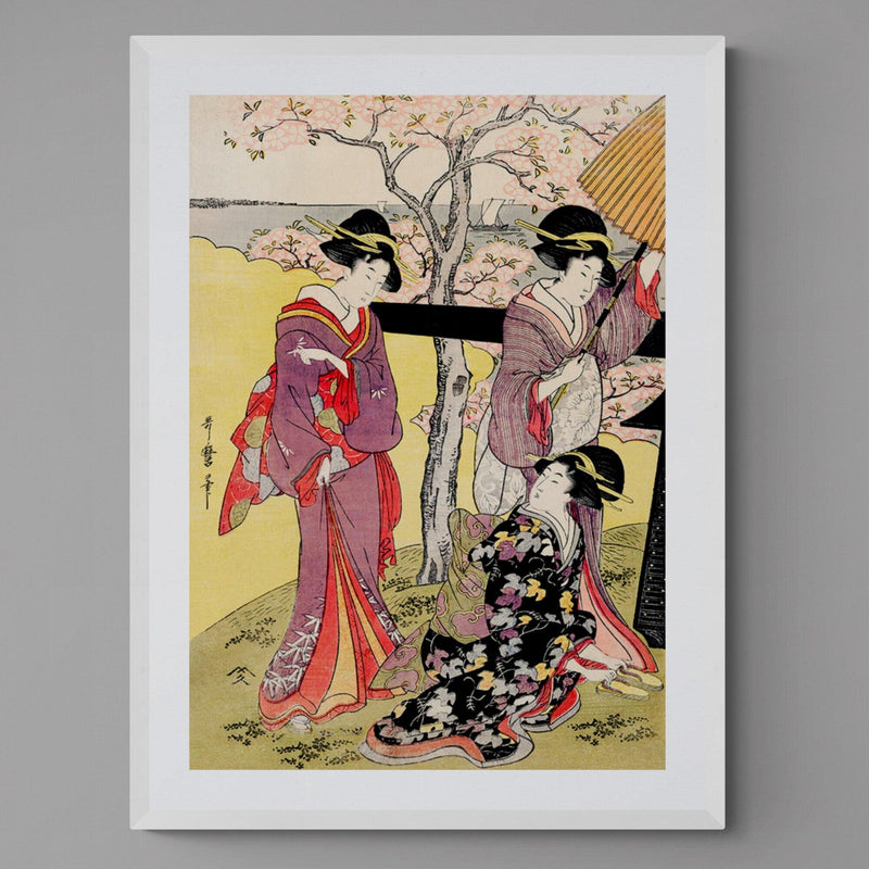 Traditional Geisha Women Antique Illustration Japanese Wall Art Print - Ink North 