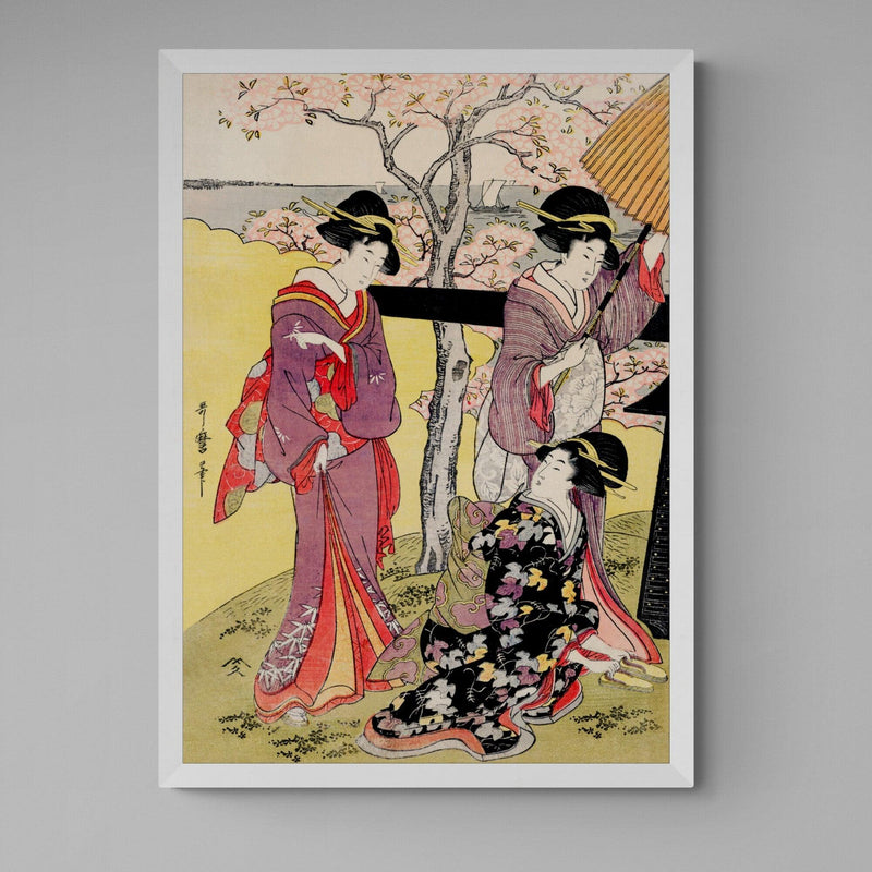 Traditional Geisha Women Antique Illustration Japanese Wall Art Print - Ink North 