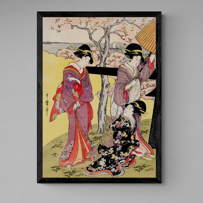 Traditional Geisha Women Antique Illustration Japanese Wall Art Print - Ink North 