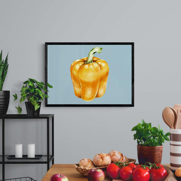 Yellow Pepper Kitchen Colourful Art Poster Print - Ink North 