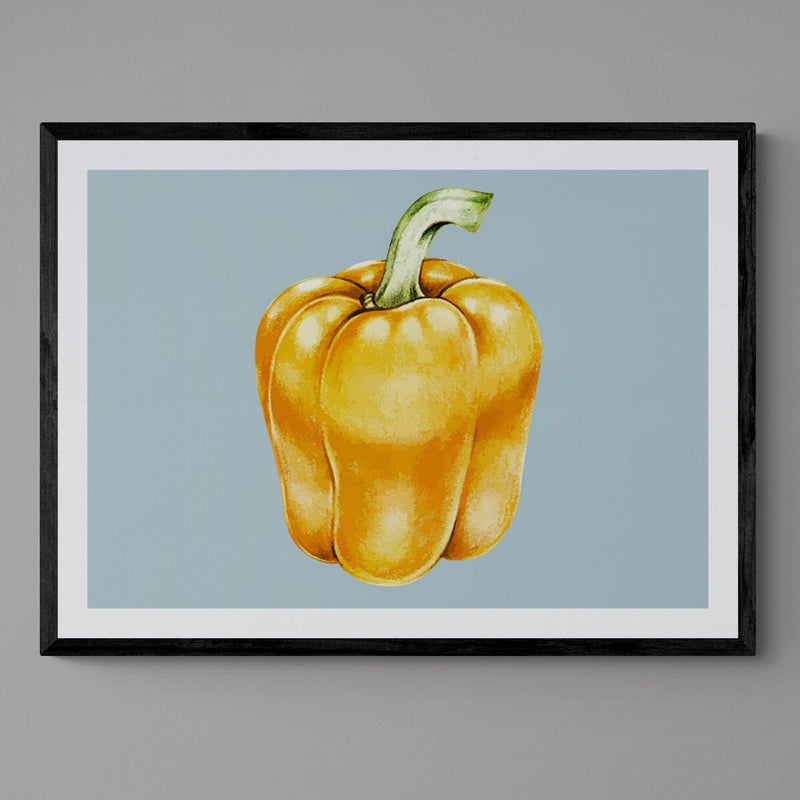 Yellow Pepper Kitchen Colourful Art Poster Print - Ink North 