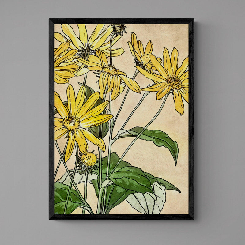 Yellow Sunflowers Illustration Colourful Floral Art Poster Print - Ink North 