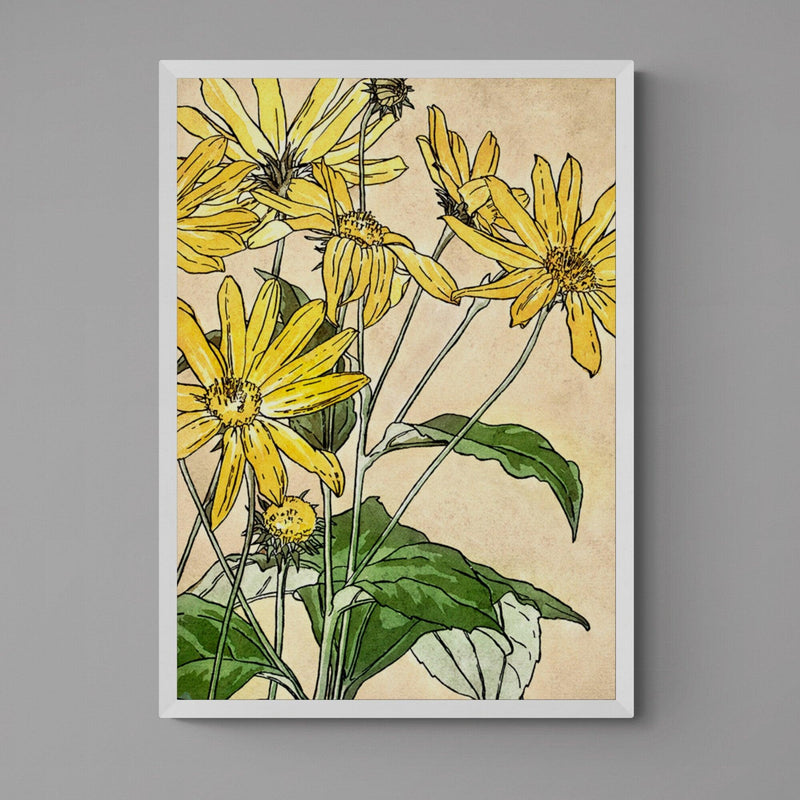 Yellow Sunflowers Illustration Colourful Floral Art Poster Print - Ink North 